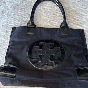 Tory Burch Black Ella Tote with Distinctive Hardware